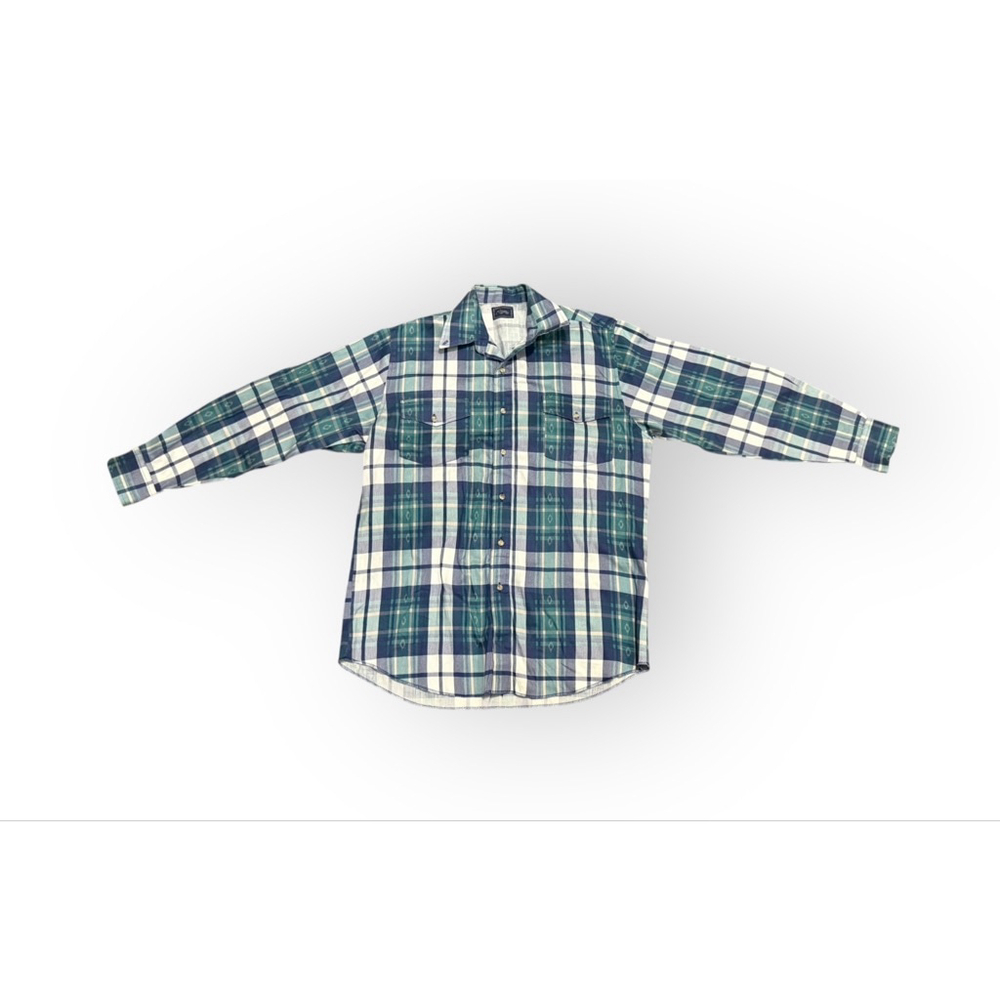 Roper Men’s Western Pearl Snap Cowboy Shirt Sz XL Rodeo Navy/Green Plaid Pocket​ - Picture 3 of 8